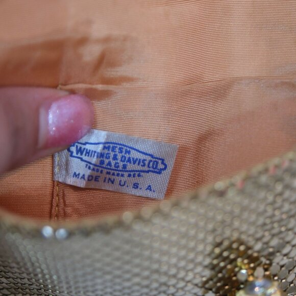 Vintage Whiting & Davis Gold Mesh Evening Clutch Bag With Satin Lining & Butterf - Picture 3 of 6